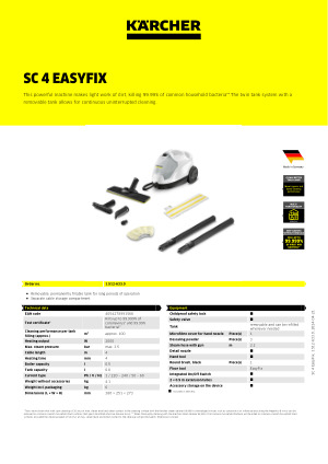 מידע על המוצר קיטורית Karcher SC 4 EasyFix