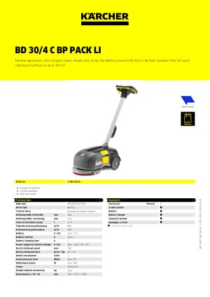 מידע על מוצר שטיפת ושאיבת רצפות BD 30/4