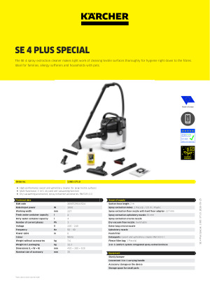 מכונת ניקוי בהתזה ושאיבה SE 4 Plus Special